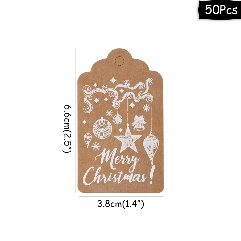 50pcs tags-M Cyuan 50 шт. бирки для рождественских подарков Санта Клаус Снежинка крафт-бумага бирка с веревочной этикеткой Рождественский подарок на Рождество вечерние DIY Поставки - Цвет: 50pcs tags-M