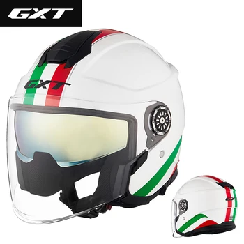 

GXT Half Face Motorcycle Helmet Washable Lining with Dual lens Stylish Fast Release Racing Helmet Casco Casque DOT Approved