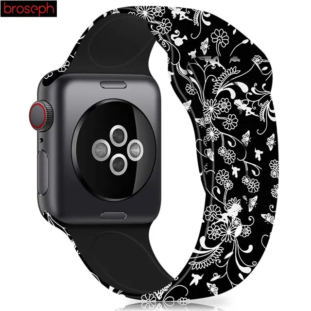 T Напечатанный ремешок для apple watch 4 band 40 мм 44 мм силиконовые ремешки для часов для iwatch 3 2 1 band 38 мм 42 мм браслет - Цвет ремешка: T