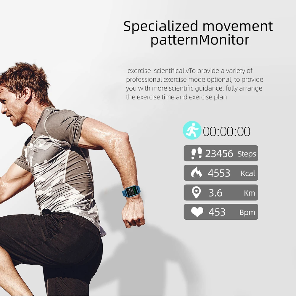 P8 Smartwatch IP67 Waterproof Wearable Device Bluetooth Pedometer Heart Rate Monitor Color Display Smart Watch for Android/iOS