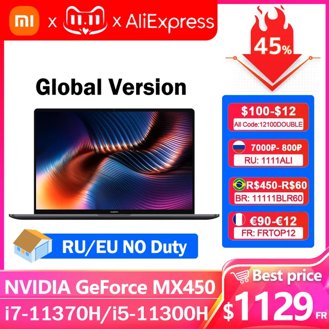 Xiaomi Laptop Pro15 i7-11370H/i5-11300H NVIDIA GeForce MX450 OLED 3.5K Screen 15.6Inch 16GB+512GB/1TB Thunderbolt4 Notebook PC 1