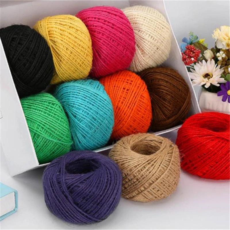 

Fashion Dia 2mm 50M/Roll burlap Rope Natural Jute Twine Burlap String Hemp Rope Wedding Gift Wrapping Cords Thread Mix 16 Colors