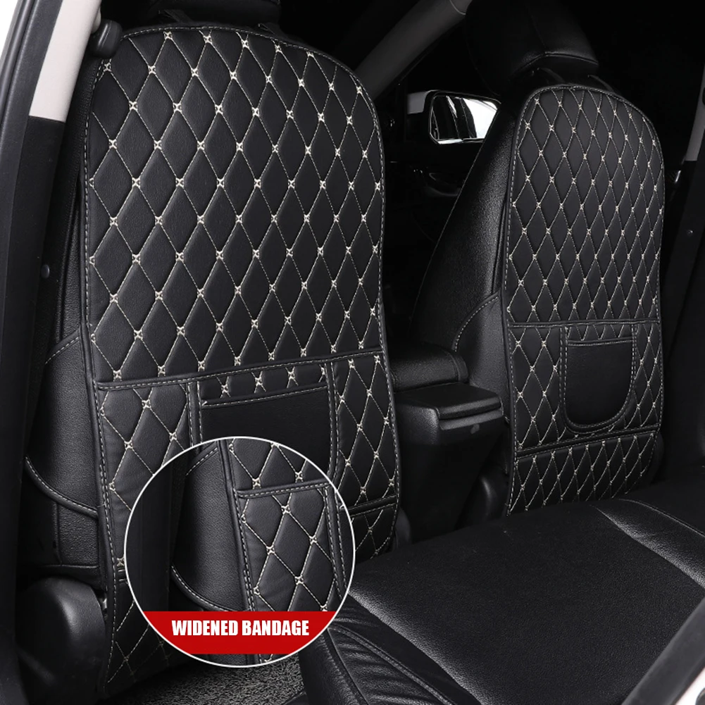Leather Car Kick Mat with Phone Storage Pocket Auto Seat Back Outdoor Anti-resistance Repairing Parts Protector Cover | Автомобили и