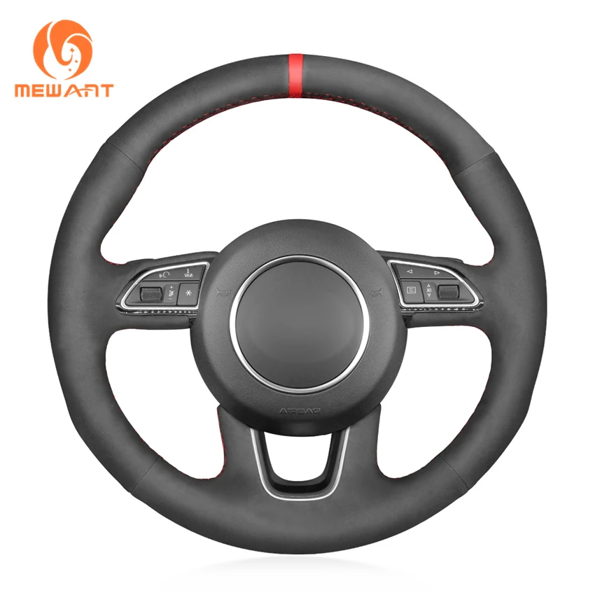 

MEWANT Black Genuine Leather Steering Wheel Covers for Audi Q3 8U Q5 8R Q7 4L SQ5 8R 2011 2012 2013 2014 2015 2016 2017-2018