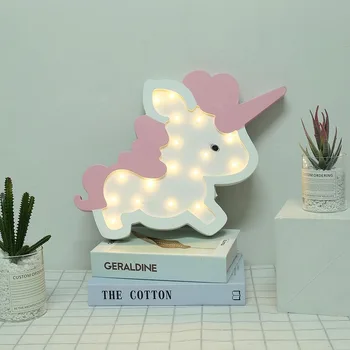 

Cartoon Wooden Unicorn Modeling Decorative Lights Children Room Indoor and Outdoor Layout Props