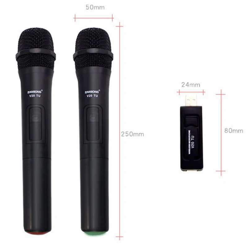 Microfone sem Fio Portátil com Receptor para Voz de Karaoke Zansong Megaphone Microfone Altifalante V20 Uhf Usb 3.5mm - Image 2
