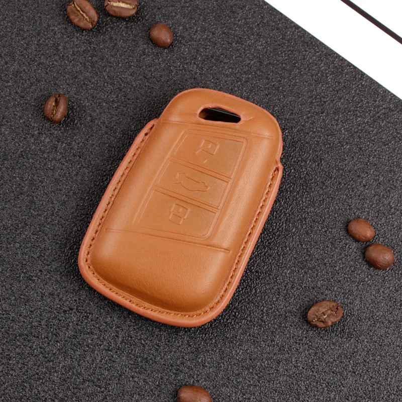 Кожаный чехол для ключей автомобиля для Volkswagen Passat B8 Skoda Superb A7 - Название цвета: only brown cover