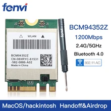 Двухдиапазонная беспроводная Wi-Fi карта Hackintosh BCM94352Z BCM94360NG, NGFF M.2 1200 Мбит/с, Bluetooth NGFF 802.11ac Wlan адаптер DW1560