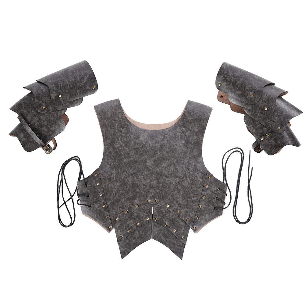 

Halloween Gift Lace-up Adult Men Armor Collection Stage Performance PU Leather Soft Warrior Party Medieval Costume Cosplay