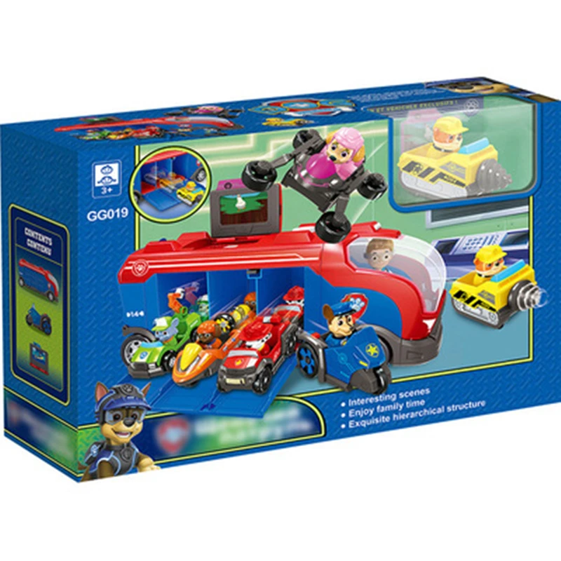 

Paw Patrol Toy Set Bus Toy Have 3 Cars Big Truck Ryder Music Rescue Skye Action Figures Model Toy for Children Birthday Gifts