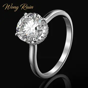 

Wong Rain Classic 100% 925 Sterling Silver 3.5 CT Created Moissanite Gemstone Wedding Engagement Ring Fine Jewelry Wholesale