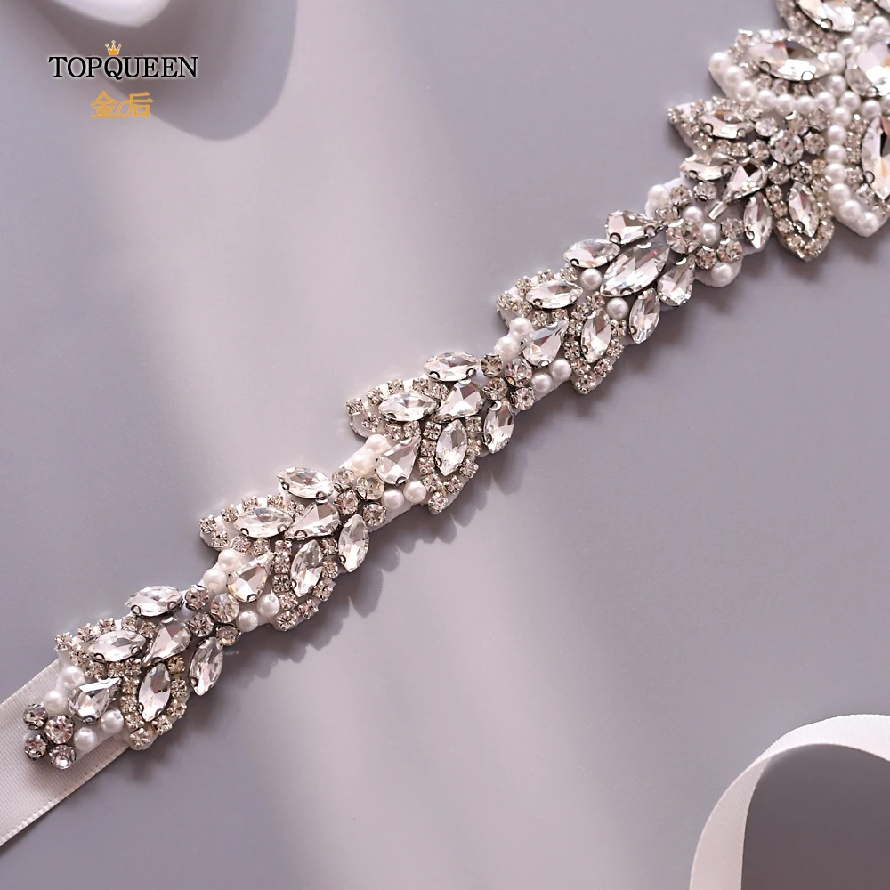 TOPQUEEN S410 женские ремни для платьев Серебряный Свадебный жемчужный пояс свадебные пояса для свадебного платья свадебное платье пояс