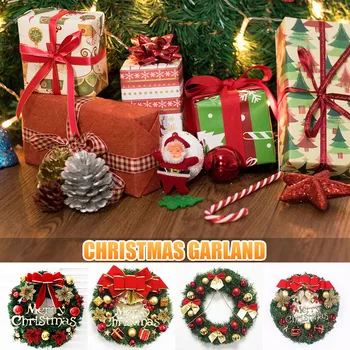 

Garland Arrangement Christmas Ornament Christmas Wreath Decorative Wreath 30CM Bow Christmas Decoration decoracion hogar