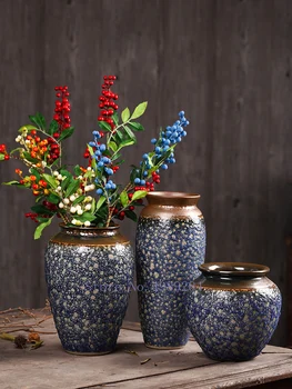 

CHINESE STYLE RETRO VASE STONEWARE CERAMICS FLOWER VASE LIVING ROOM DESKTOP FLOWER ARRANGEMENT ACCESSORIES CRAFTS FURNISHINGS