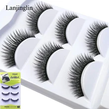 LANJINGLIN, 3 пары, макияж, 3D, норковые ресницы, ручная работа, норковые накладные ресницы, полная полоса, ресницы для наращивания, искусственные ресницы,# A-107