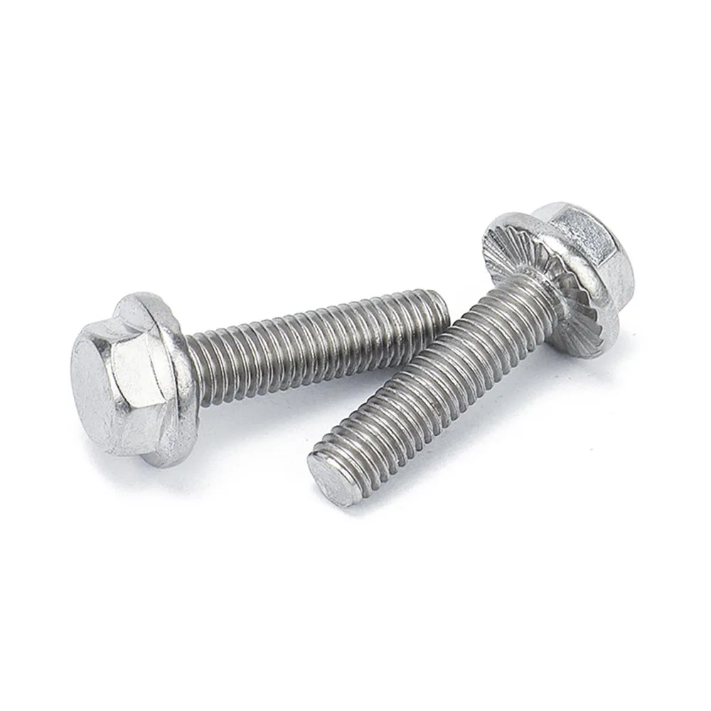 1/10pcs A2-70 304 Stainless Steel GB5787 Hexagon Head with Serrated Flange Cap Screw M5 M6 M8 M10 M12 Hex Washer Head Bolt