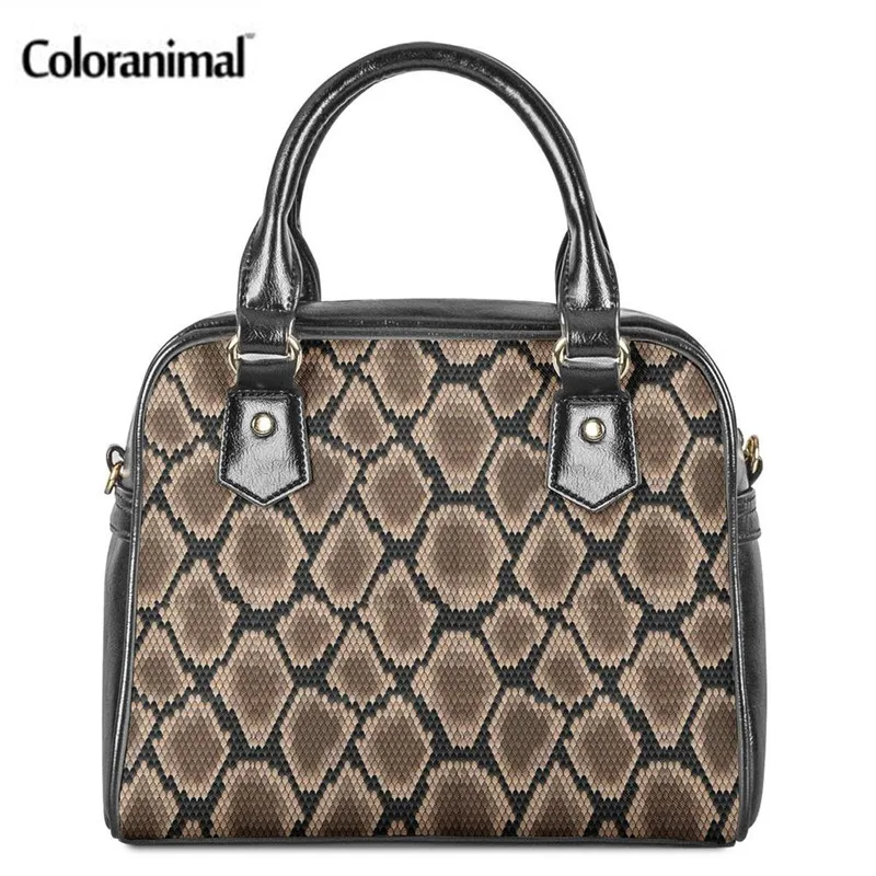 Coloranimal/женские сумки для отдыха из змеиной кожи питона с узором подростков