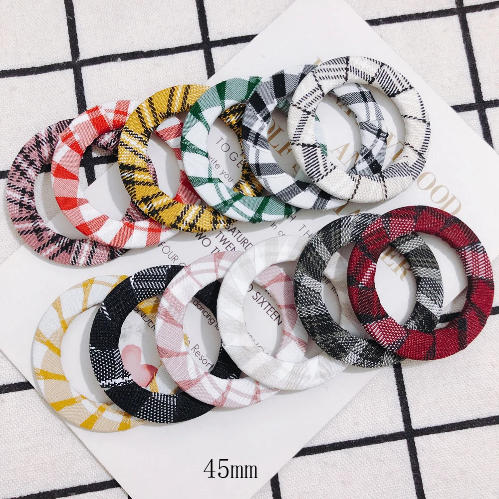 4 pieces / lot DIY Simple Fabric Lattice Ring Geometric Retro Autumn Winter Earrings Earrings Accessories Other