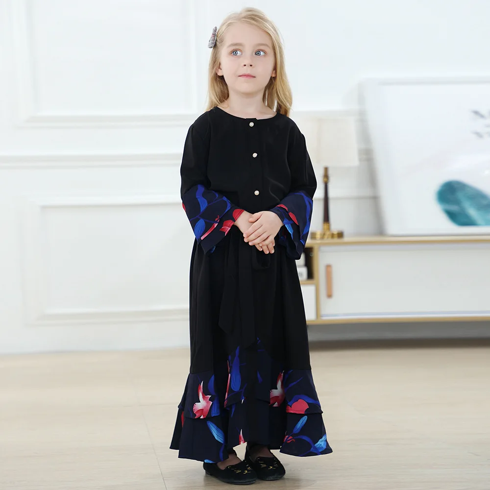 Vestido muçulmano queimado para crianças, Kaftan infantil,