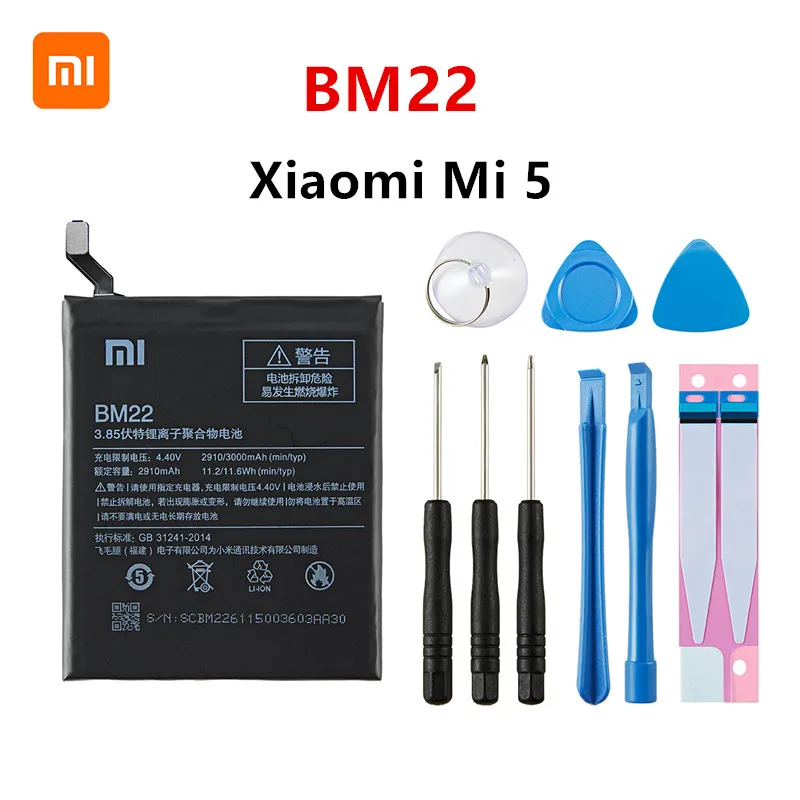 

Xiao mi 100% Orginal BM22 3000mAh Battery For Xiaomi Mi 5 Mi5 M5 BM22 Phone Replacement Batteries +Tools