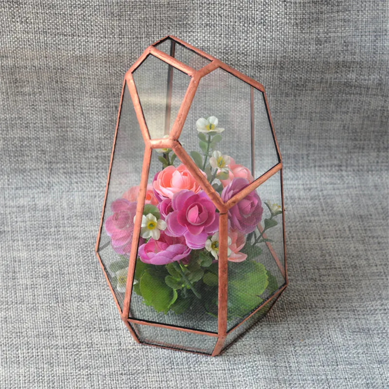 Geometric Irregular Glass Terrariums Tabletop Miniature Garden Vase Quartz Shape Solder Green House Plant  Home Decorating 5