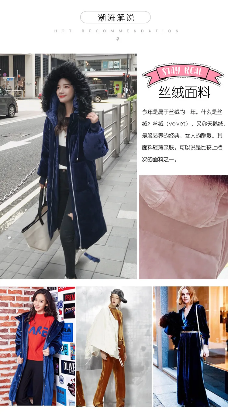 Colorful Fur Coat Hooded Winter Down Coat Jacket Velvet Warm Loose Cotton padded Wadded Parkas Big Pocket