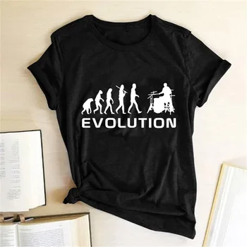 

Funny Women T Shirt Ape Man Evolution Drummer Summer Tshirt Harajuku Short Sleeve Fashion Tops Tee Shirt Humouristique Femme