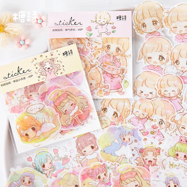 40 шт./партия Kawaii стикер пуля журнал s японская девушка шаблон милые наклейки для