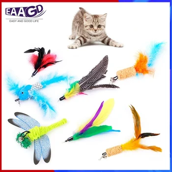 

1Pcs Cat Toys Interactive Refill Replacement Feather Attachments Tails Butterfly Dragonfly Fish Mouse Feathers for Kitten Cats