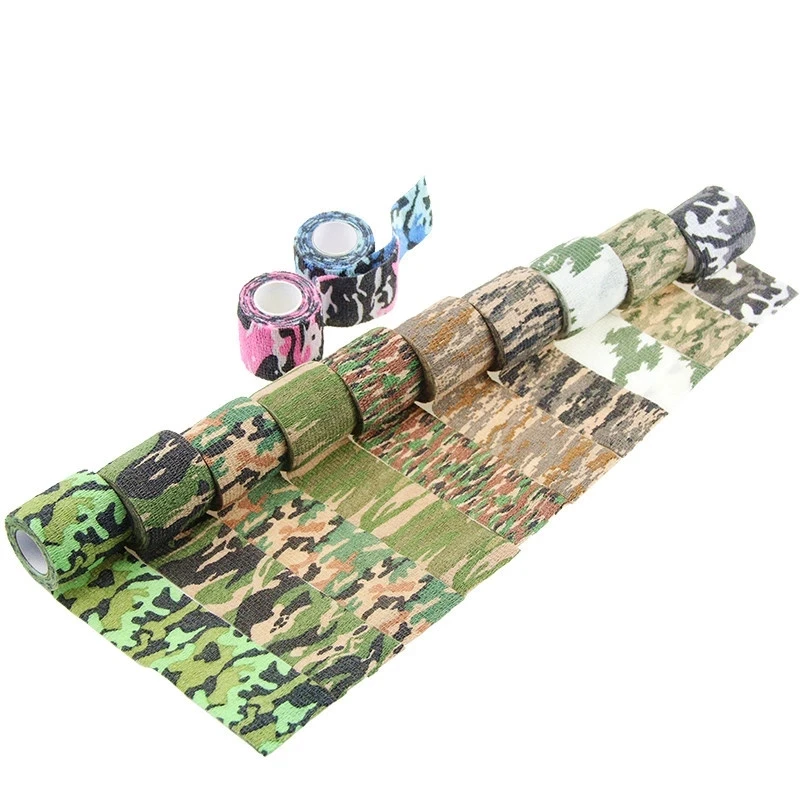 4.8m Camouflage Benda Elastica Caccia Travestimento Elastoplast Wrap Tape Auto Adesivo Protezione Sportiva Caviglia Ginocchio Dito Braccio Benda - immagine 5