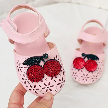 

NEW Summer baby shoes Toddler Girl Shoes Cherry Crib Shoes Soft Sole Flat for children Princess First Walking Shoes4