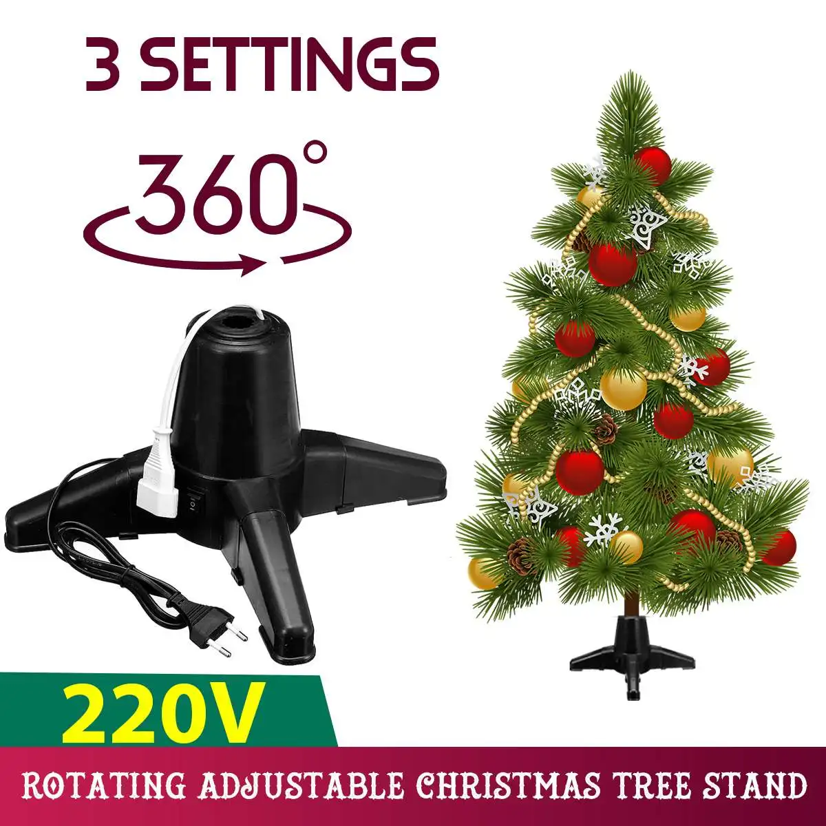 

Electric Rotating Christmas Tree Stand feet Base Holder Christmas Party Decor Adjustable for Up to 7.5ft Artificial Tree Home