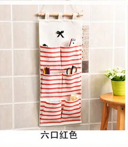 Japanese Korean Fabric Large Size Simple Door Hanging Storage Bag Wall-Mounted Multilayer Organizing Wardrobe Storage Bag Wall