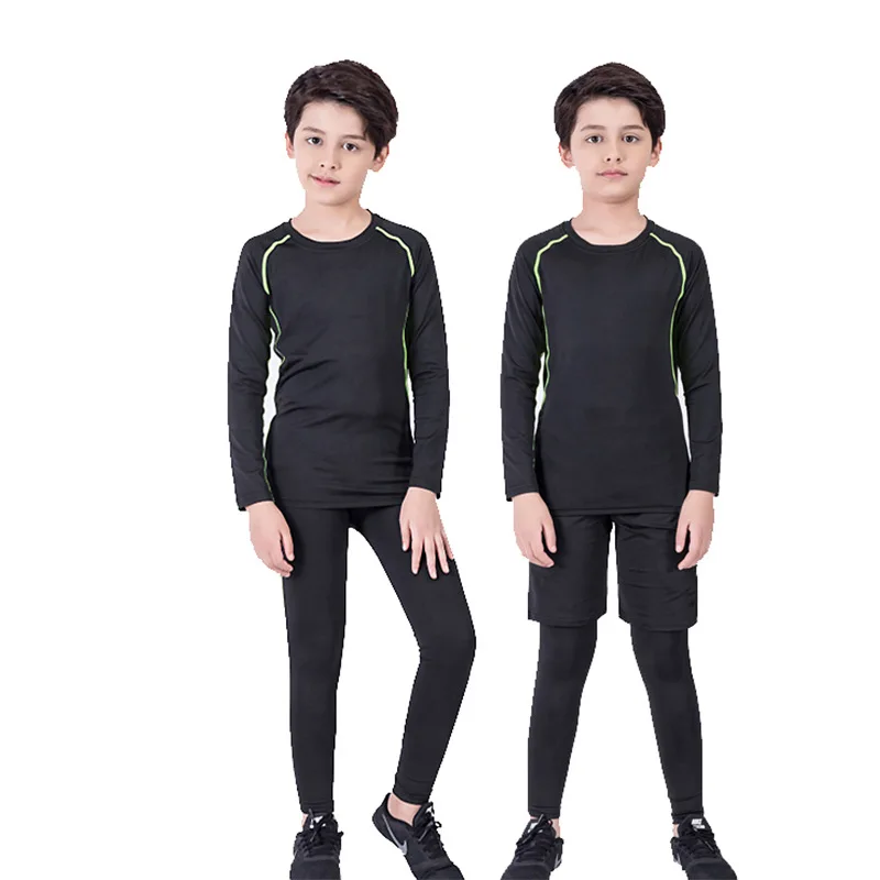 4 Pcs/Set Kid's MMA Compression T-shirt+Pants Rashguard Sportswear Boy Muay Thai Shorts Bjj Gi Rash guard For Kid Boxing Suits