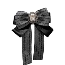 Женский ретро Красочный Полосатый галстук-бабочка имитация кристалла ювелирные изделия Воротник Брошь булавка AXYD