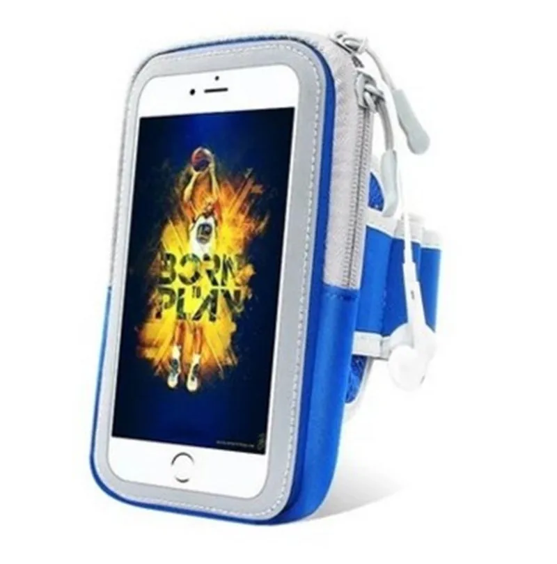 Чехол-держатель для мобильного телефона, ремешок на руку с застежкой-молнией, чехол для мобильных упражнений, занятий спортом для Apple iPhone 6, 7, 8, iPod Touch Armband - Цвет: Синий
