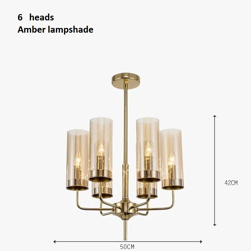 LukLoy Новая Люстра из голубого стекла, спальня, Янтарная стеклянная лампа с абажуром, Роскошный кулон для гостиной, ресторана, лампа для украшения - Цвет абажура: 6 heads Amber glass