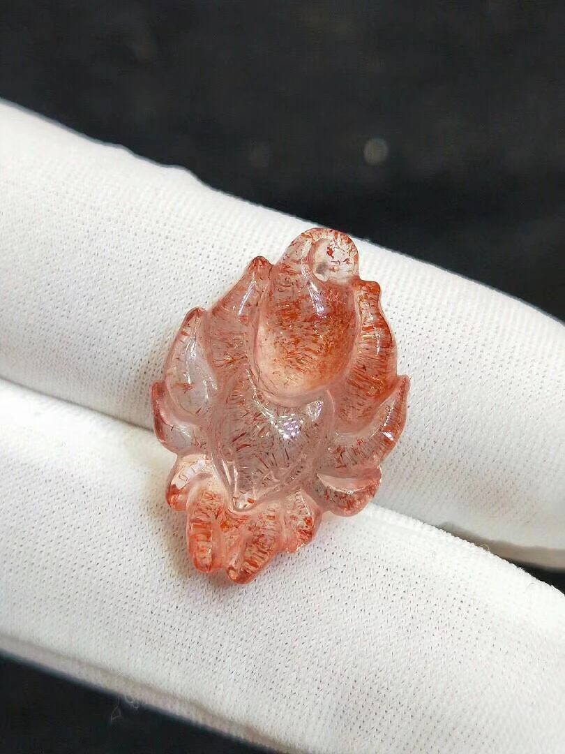 

Certificate Natural Red Super Seven Lepidocrocite Rutilated Quartz Crystal Pendant 23x16x7mm Gemstone Crystal Water Drop AAAAA