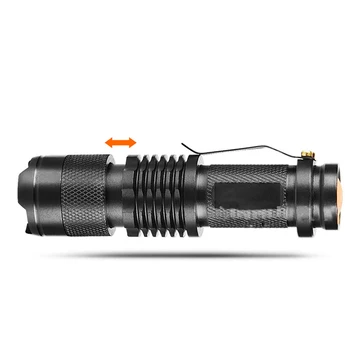 

Powerful Light Q5 LED Flashlight Torch With Telescopic Zoom Function Black Portable Mini Penlight For Night Lighting