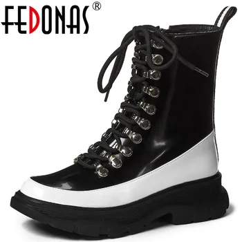 

FEDONAS Classic Design Side Zipper Women Warm Boots 2020 Autumn Winter Platform Chunky Heels Pumps Party Working Shoes Woman