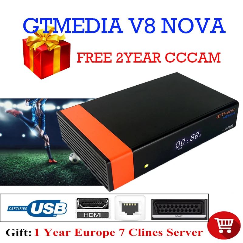 DVB-S2 рецептор Gtmedia V8 Nova встроенный wifi по freesat v8 супер Европа Cline cccam сервер на 3 года ТВ коробка такая же как V9 супер