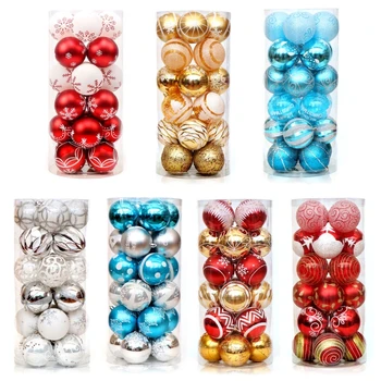 

24pcs 6 cm Christmas ball decorations 6 styles Christmas ball pendant decoration F3MB