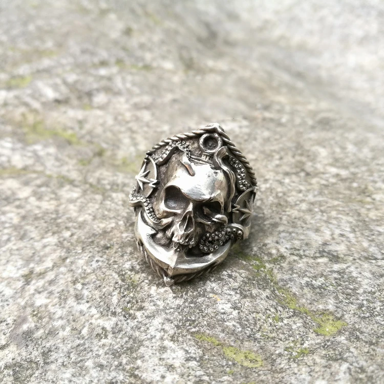 

925 Silver Original Design Simple Personality Pirates Of The Caribbean Ring For Men Jewelry