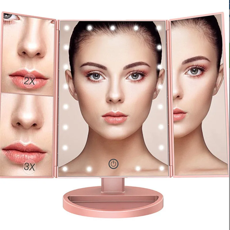 

22 LED Light Touch Screen Makeup Mirror 10X Magnifying Glass Compact Vanity Mirror Flexible Cosmetics Mirrors