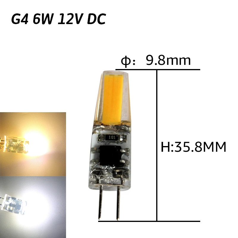 G4 G9 E14 светодиодный светильник лампы кукурузы 3 Вт 6 Вт, 5 Вт, 7 Вт, 9 Вт, AC12v 220v с украшением в виде кристаллов светильник Точечный светильник Замена люстры лампы 10 шт./упак. теплый белый - Испускаемый цвет: G4COB 6W DC12V