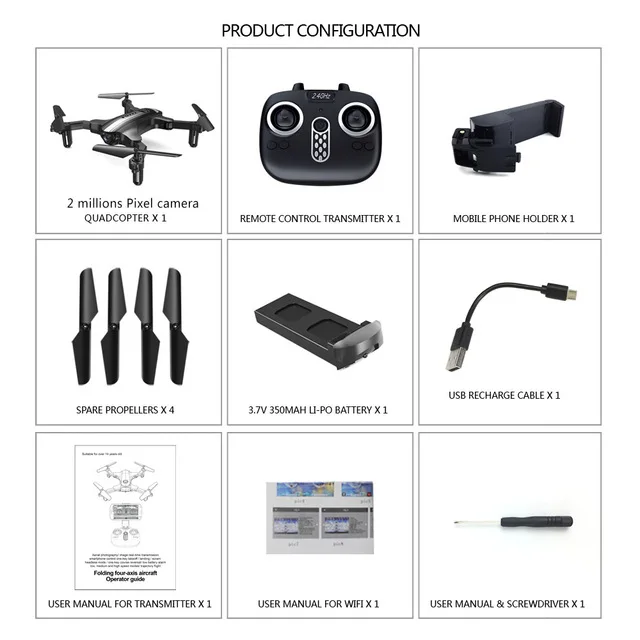 Foldable RC Mini Drone With Camera HD RC Helicopter With WiFi RTF RC Quadcopter With Headless Mode High Hold Toys For Kids#E - Цвет: Silver 200W Camera