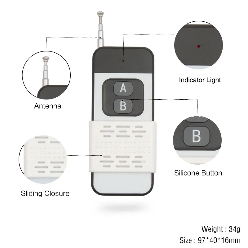 Diese-interruptor de Controle Remoto sem Fio Transmissor de Longo Alcance Luz do Motor do Portão da Garagem 1000m ac 110v 220v 10a 433mhz - Image 6