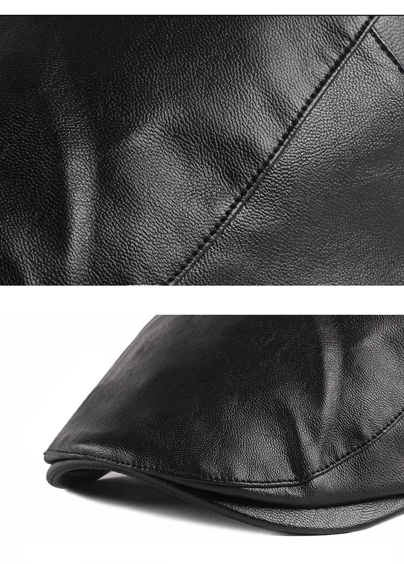 PU Leather Beret Hat For Men Imitation leather Herringbone Berets  Flat Peaked Forward Cap Women Solid Black Red Newsboy Hats