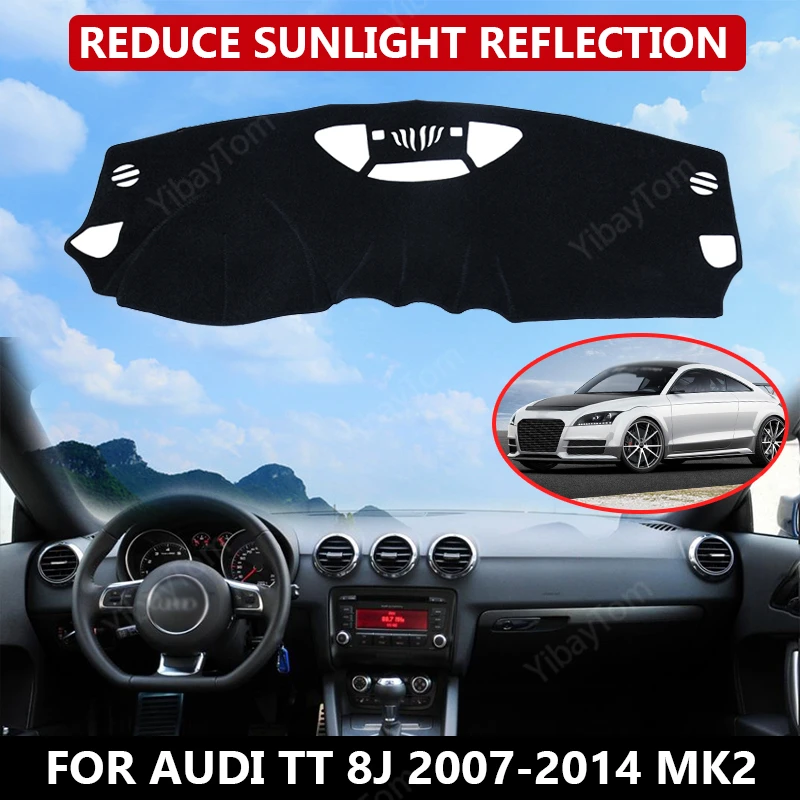 Коврик для приборной панели Audi TT 8J 2007-2014 MK2 бархатный чехол автомобильной Черные
