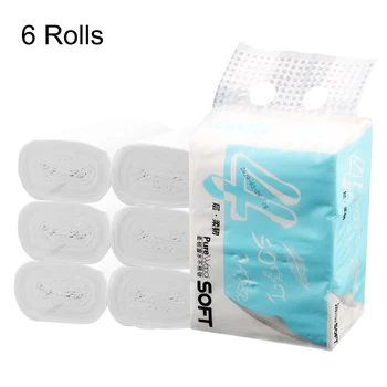 

6 Rolls Toilet Rolling Paper 4 Layers Tissue Napkin Hand Towels No Fragrance Home Bath Kitchen Tissue Roll Coreless Toilet Paper